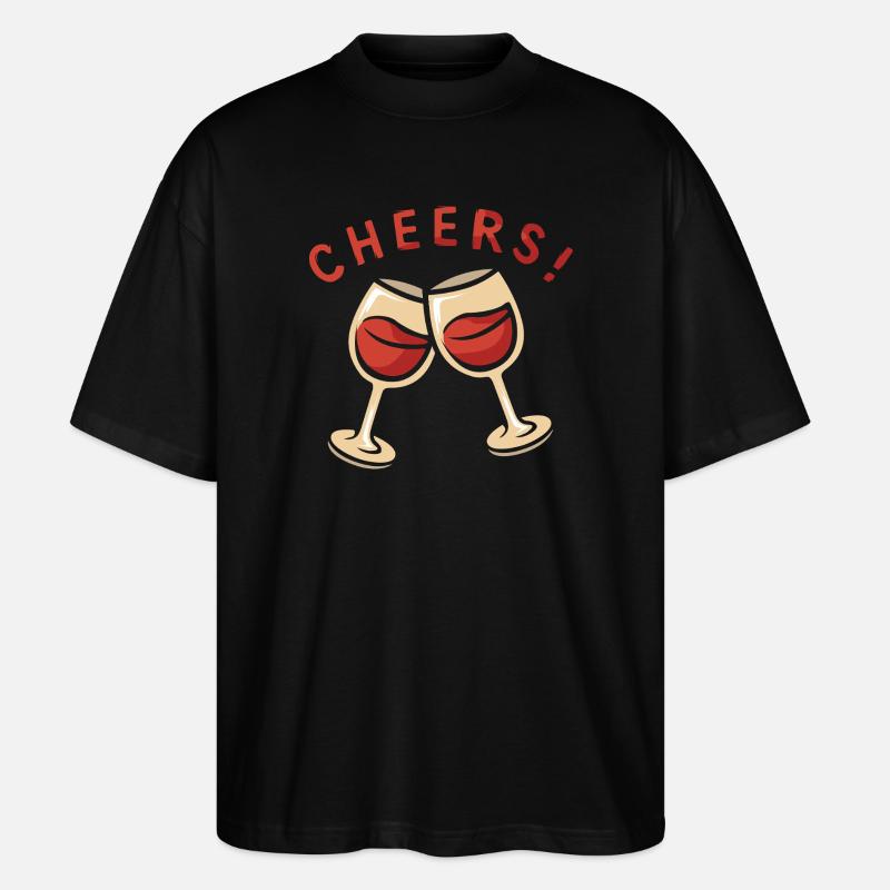 Cheers! Zwei Weingläser - Stanley/Stella Oversized Unisex Bio T-Shirt Blaster 2.0 - Schwarz