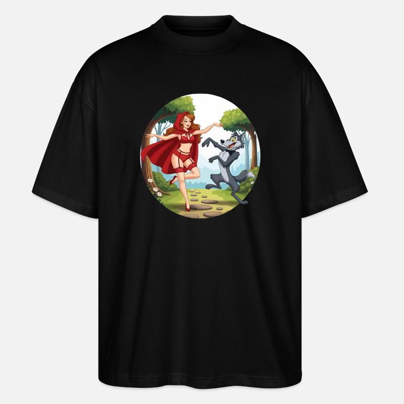 Roodkapje_danst_met_wolf - Stanley/Stella Oversized Unisex Organic T-shirt Blaster 2.0 - black