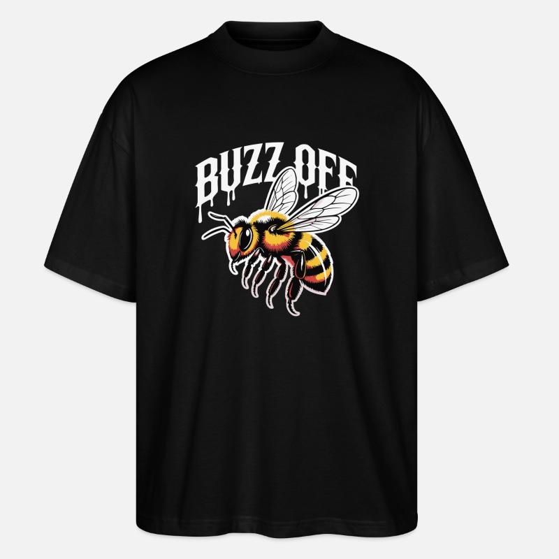 Illustration de Bee Buzz Off - T-shirt bio Blaster 2.0 coupe oversize Stanley/Stella Unisexe - noir