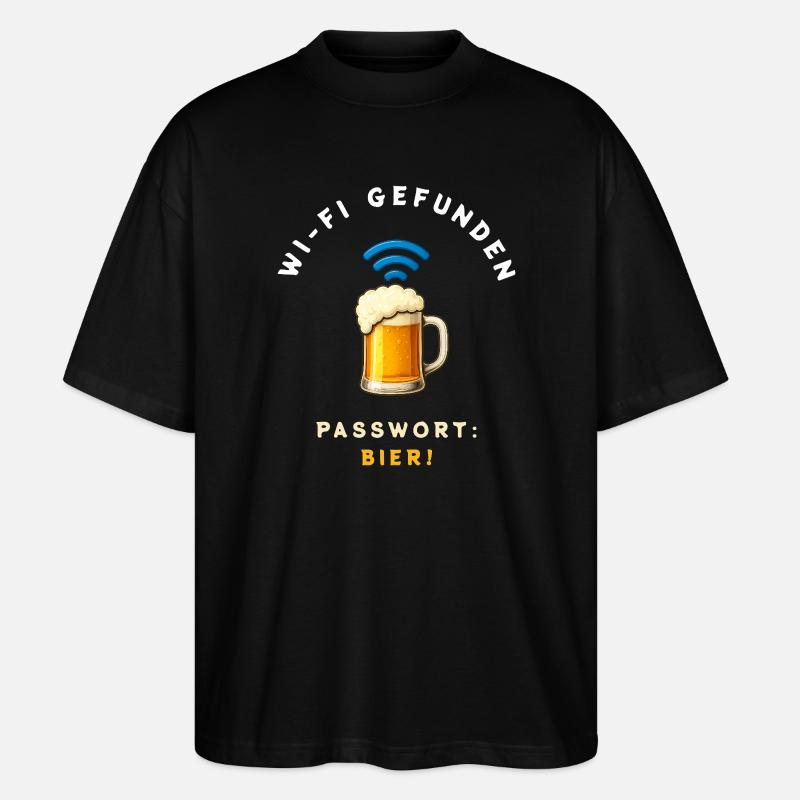 WiFi bière design drôle - T-shirt bio Blaster 2.0 coupe oversize Stanley/Stella Unisexe - noir