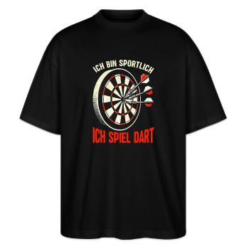 Darten Dart Dartboard Dartscheibe Dartspieler - Stanley/Stella Oversized Unisex Bio T-Shirt Blaster 2.0 - Schwarz - Vorne - Alina (178cm) & Michal (187cm)