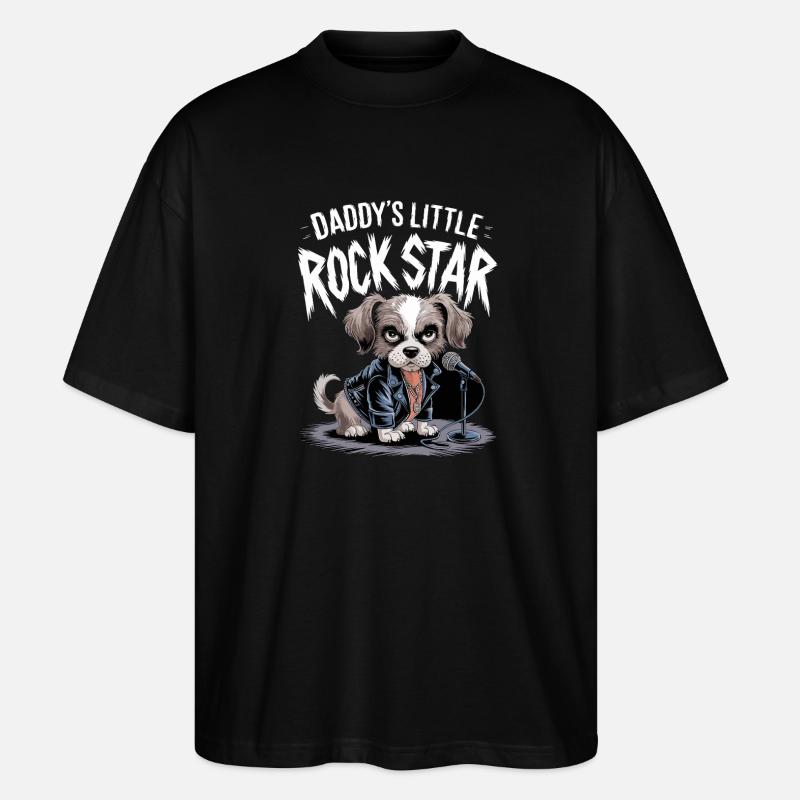 Hündischer mit Lederjacke - Stanley/Stella Oversized Unisex Bio T-Shirt Blaster 2.0 - Schwarz