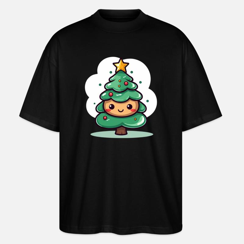 Cute Christmas Tree Mascot Design - Stanley/Stella Oversized Unisex Organic T-shirt Blaster 2.0 - black