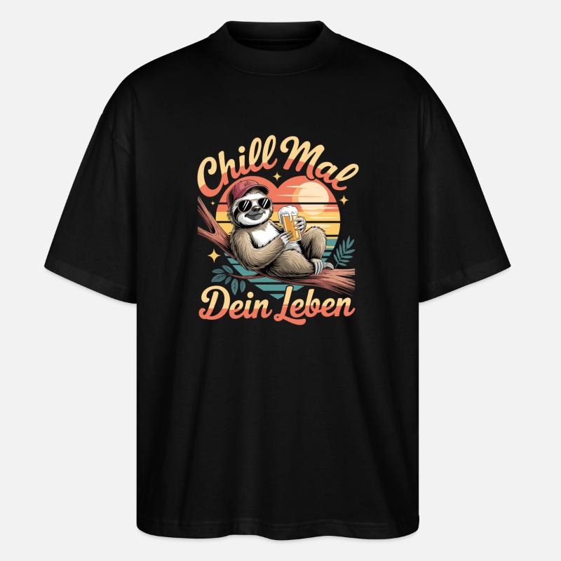 Chill Mal Dein Leben Faultier Sonne - Stanley/Stella Oversized Unisex Bio T-Shirt Blaster 2.0 - Schwarz