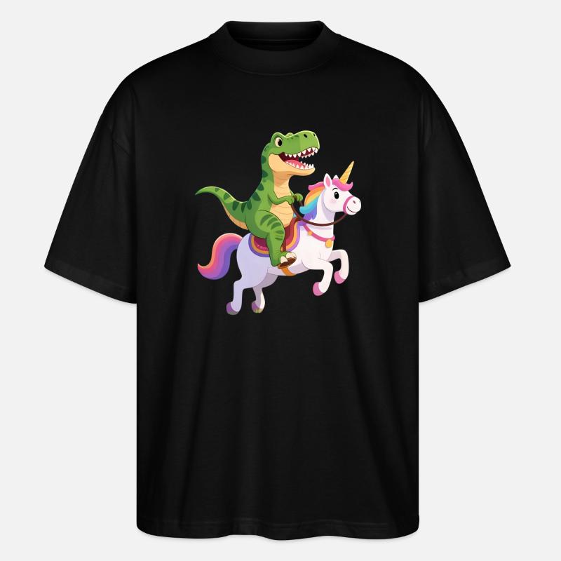 T-Rex auf Einhorn – Fantasy Clash - Stanley/Stella Oversized Unisex Bio T-Shirt Blaster 2.0 - Schwarz