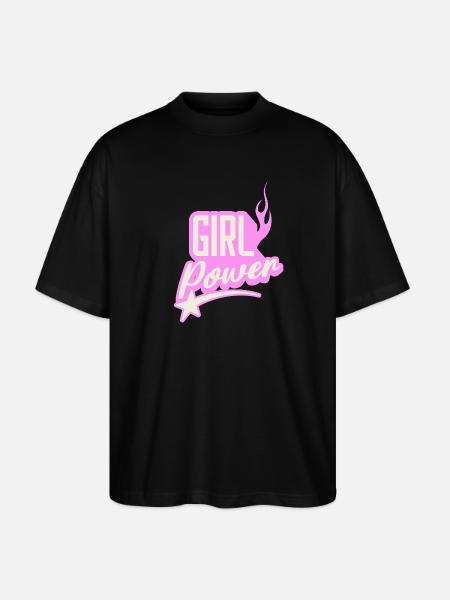 Girl Power suiker roze vlammend grafisch ontwerp - Stanley/Stella Uniseks oversized bio T-shirt Blaster 2.0 - zwart