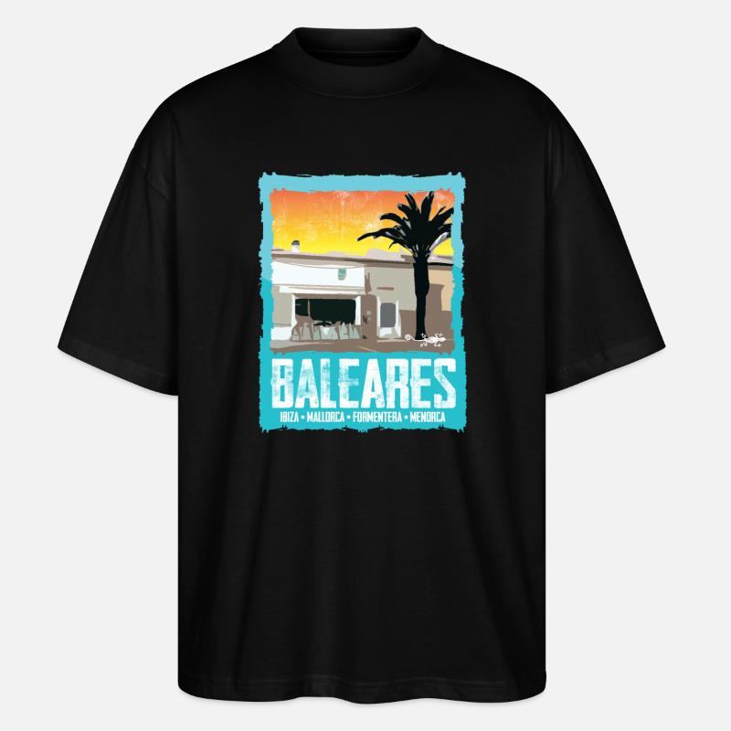 Îles Baléares Coucher de soleil Silhouette - T-shirt bio Blaster 2.0 coupe oversize Stanley/Stella Unisexe - noir