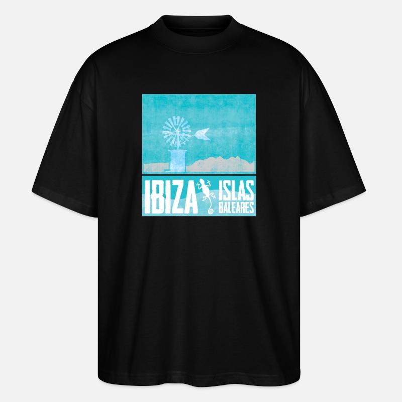 Ibiza Windmühlen Design - Stanley/Stella Oversized Unisex Bio T-Shirt Blaster 2.0 - Schwarz