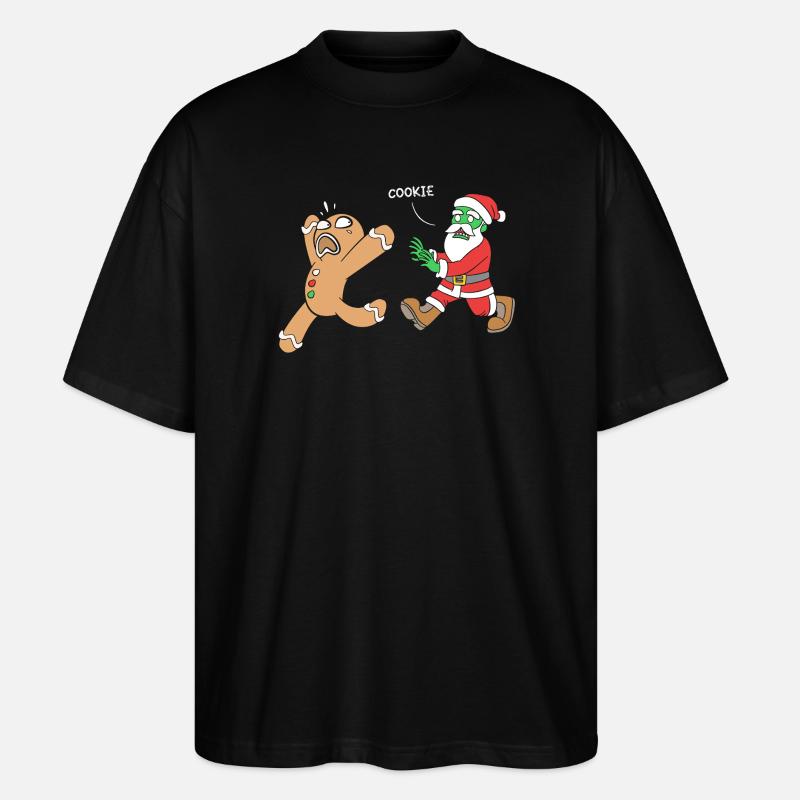 Lebkuchen Weihnachten Lebkuchenmann Gingerbread - Stanley/Stella Oversized Unisex Bio T-Shirt Blaster 2.0 - Schwarz