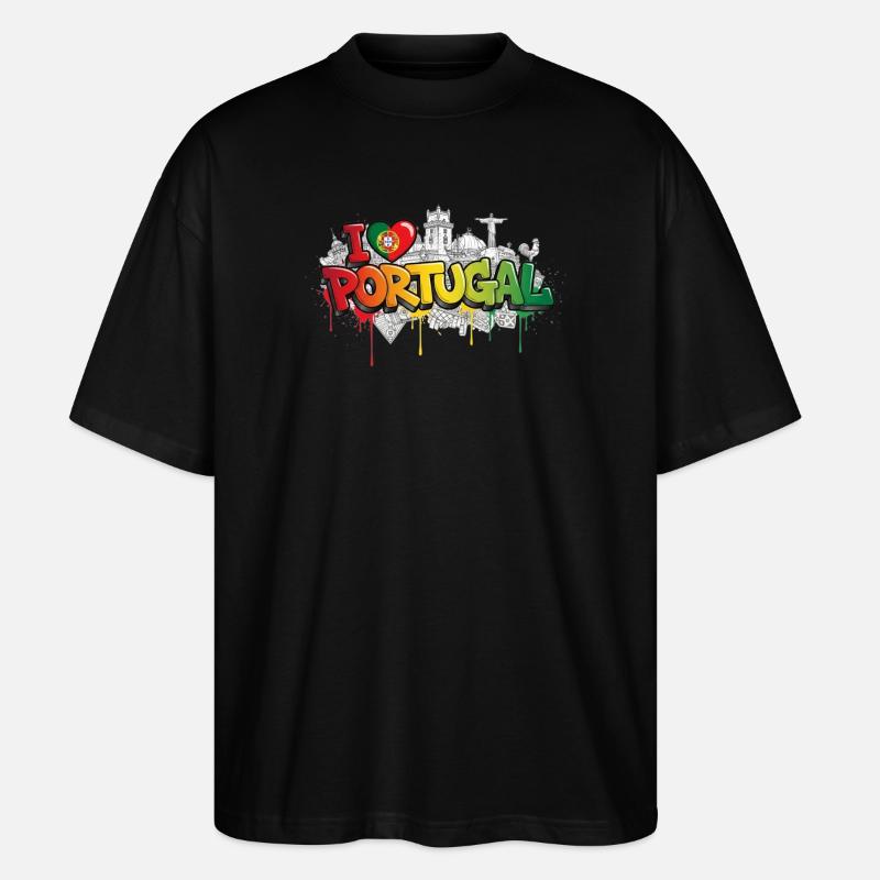 Drapeau portugais Monuments Graffiti Art - T-shirt bio Blaster 2.0 coupe oversize Stanley/Stella Unisexe - noir