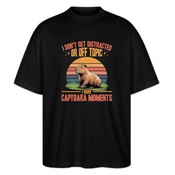 Drôle de Capybara - T-shirt bio Blaster 2.0 coupe oversize Stanley/Stella Unisexe - noir - Devant - Alina (178cm) & Michal (187cm)