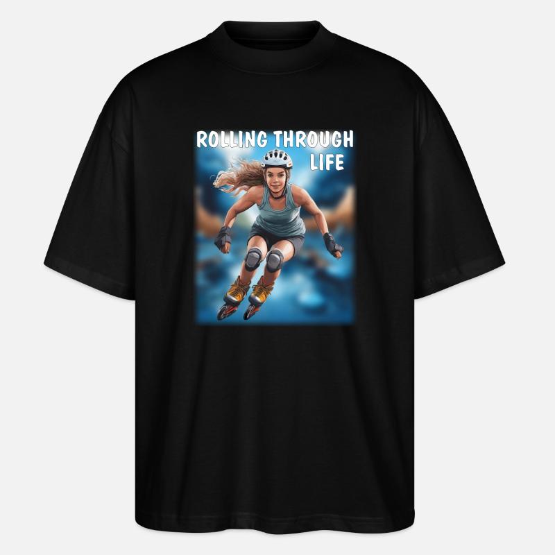 FRAU Rollschuhe ROLLING THROUGH LIFE - Stanley/Stella Oversized Unisex Bio T-Shirt Blaster 2.0 - Schwarz
