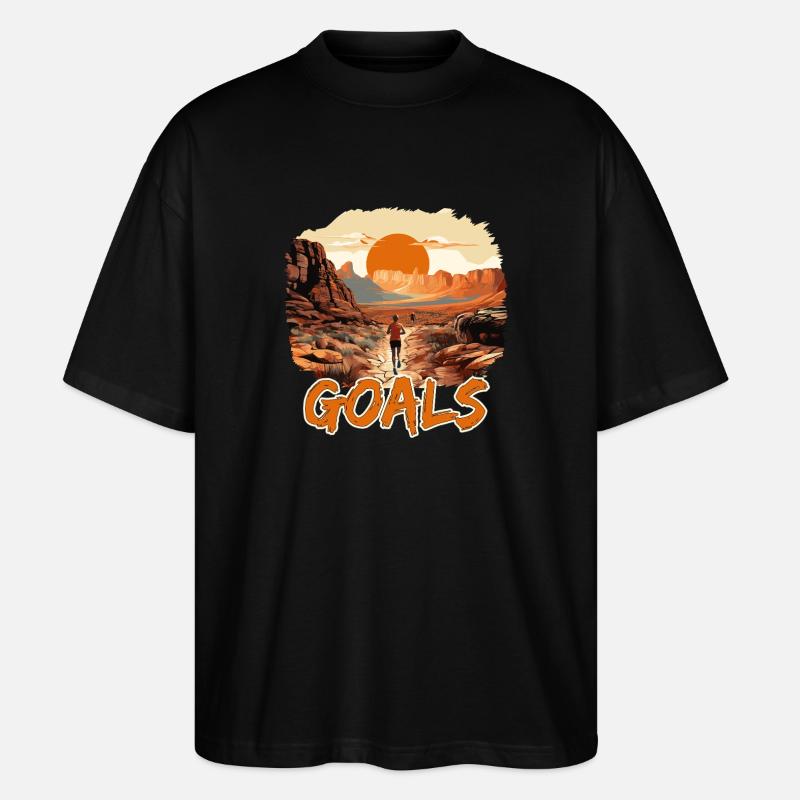  Ziele Setzen Läufer Abenteuer Landschaft - Stanley/Stella Oversized Unisex Bio T-Shirt Blaster 2.0 - Schwarz