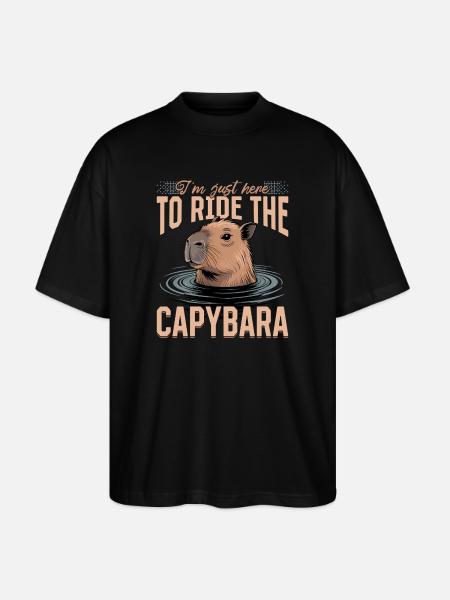 Funny aesthetic Kawaii Capybara - Stanley/Stella Oversized Unisex Bio T-Shirt Blaster 2.0 - Schwarz