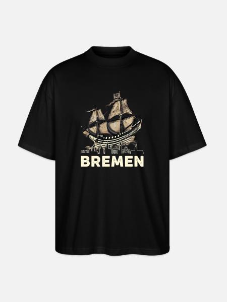 Historic Bremen Hanseatic Cog - Stanley/Stella Oversized Unisex Organic T-shirt Blaster 2.0 - black