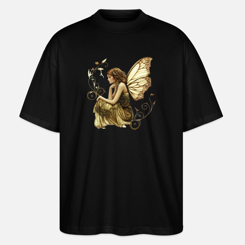Edel-Fee mit Schmetterlingsflügel - Stanley/Stella Oversized Unisex Bio T-Shirt Blaster 2.0 - Schwarz