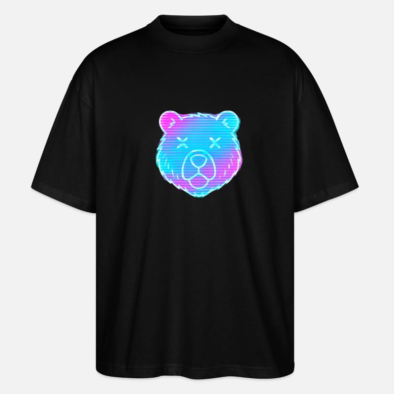 Neon Bear Head Gradient - Stanley/Stella Oversized Unisex Organic T-shirt Blaster 2.0 - black