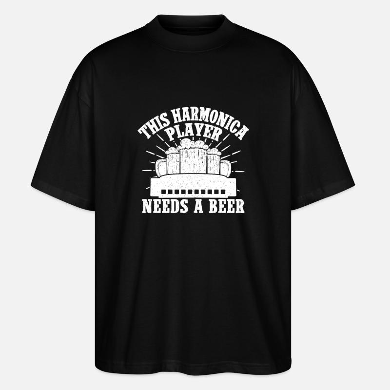 Harmonica Musican Needs A Beer Harmonica - Stanley/Stella Oversized Unisex Bio T-Shirt Blaster 2.0 - Schwarz