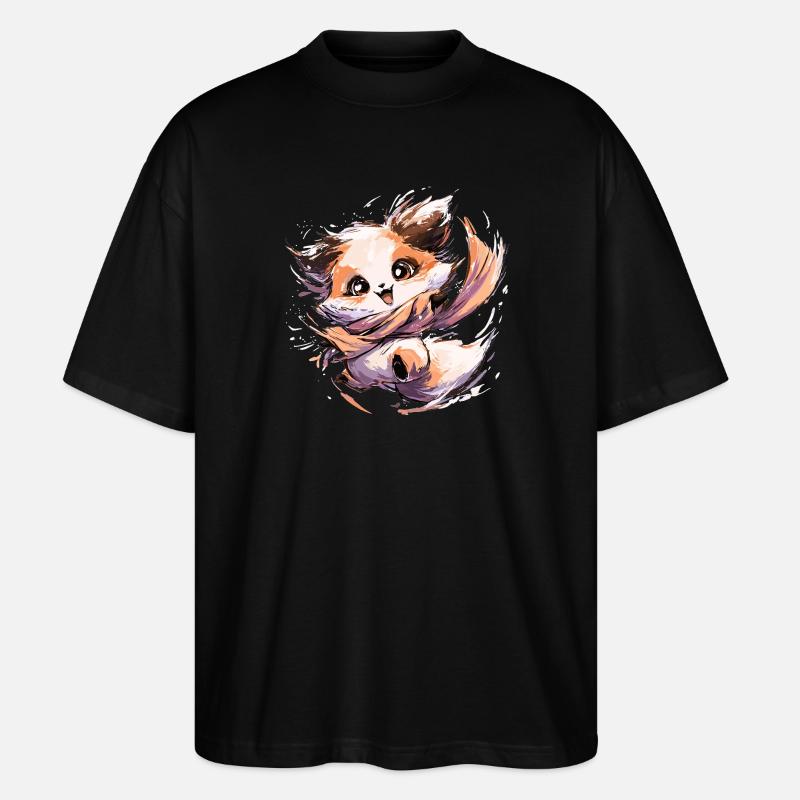 Fox with Scarf | Dancing Fox - Stanley/Stella Oversized Unisex Organic T-shirt Blaster 2.0 - black