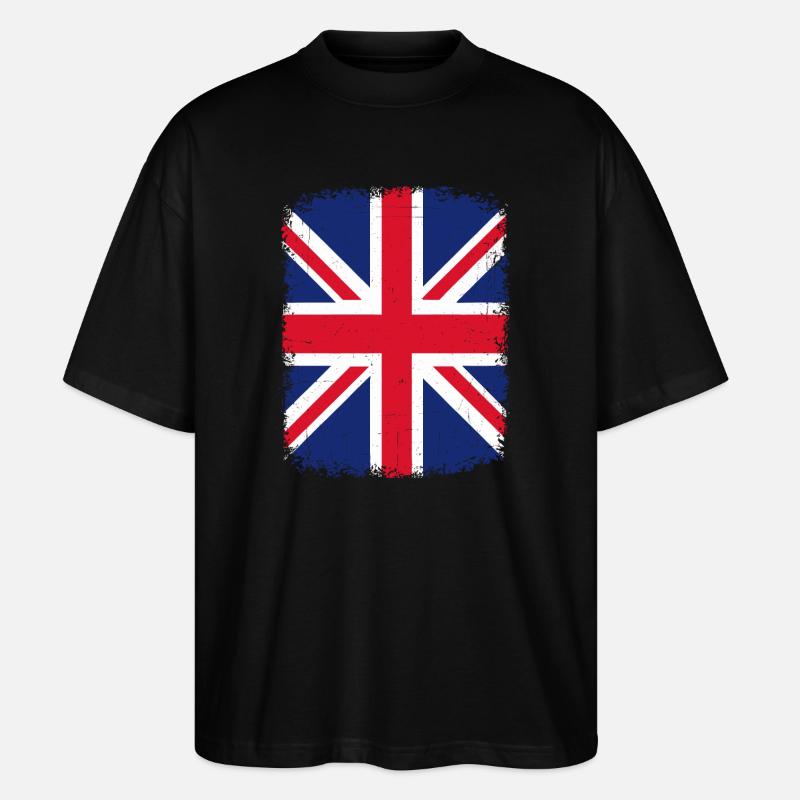 Graphique de l’Union Jack en détresse - T-shirt bio Blaster 2.0 coupe oversize Stanley/Stella Unisexe - noir