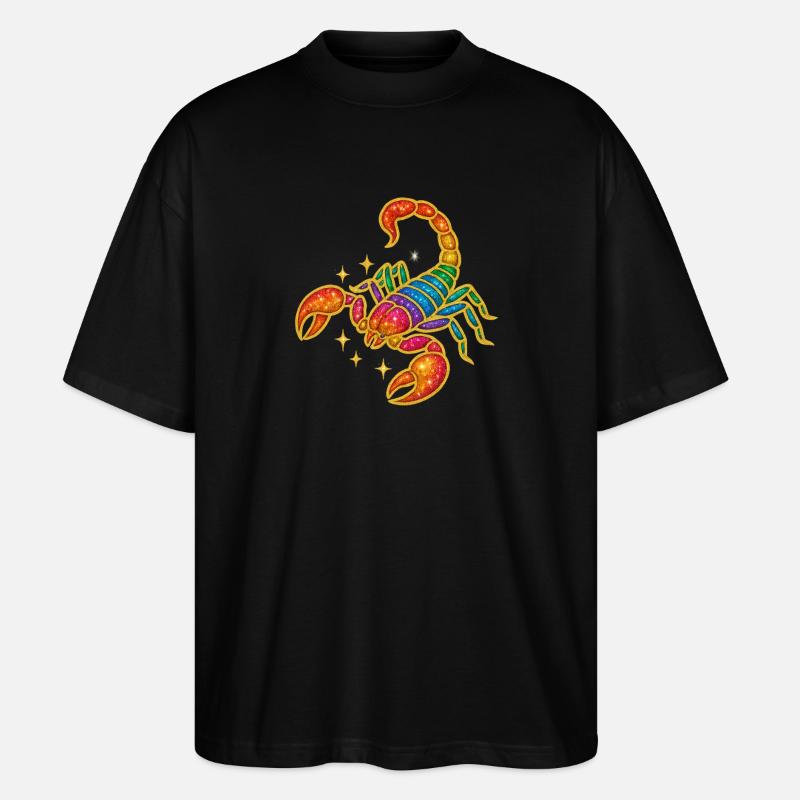 Regenbogen Glitzer Skorpion - Stanley/Stella Oversized Unisex Bio T-Shirt Blaster 2.0 - Schwarz
