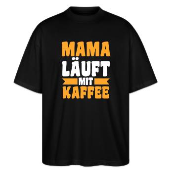 Vater Team Papa - Stanley/Stella Oversized Unisex Bio T-Shirt Blaster 2.0 - Schwarz - Vorne - Alina (178cm) & Michal (187cm)