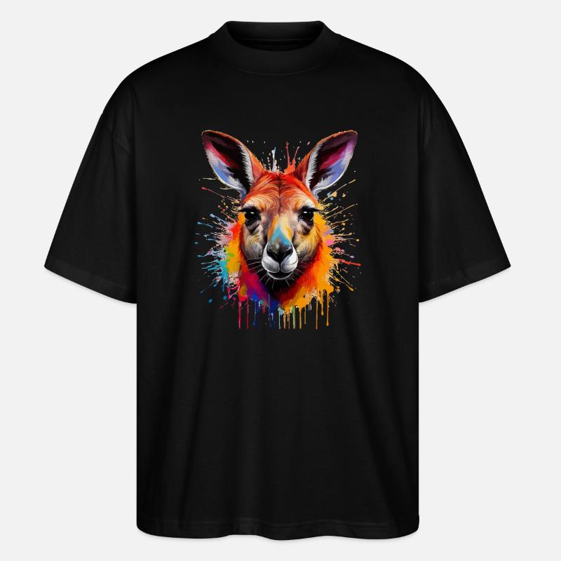 Känguru Farbexplosion Portrait - Stanley/Stella Oversized Unisex Bio T-Shirt Blaster 2.0 - Schwarz