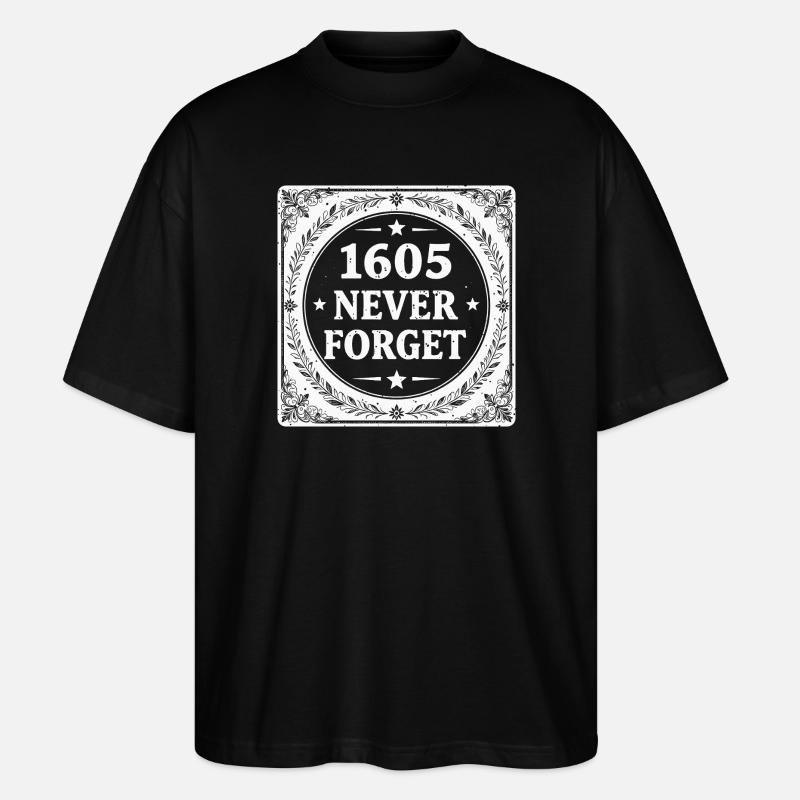 White Gunpowder Plot Stamp - Stanley/Stella Oversized Unisex Organic T-shirt Blaster 2.0 - black