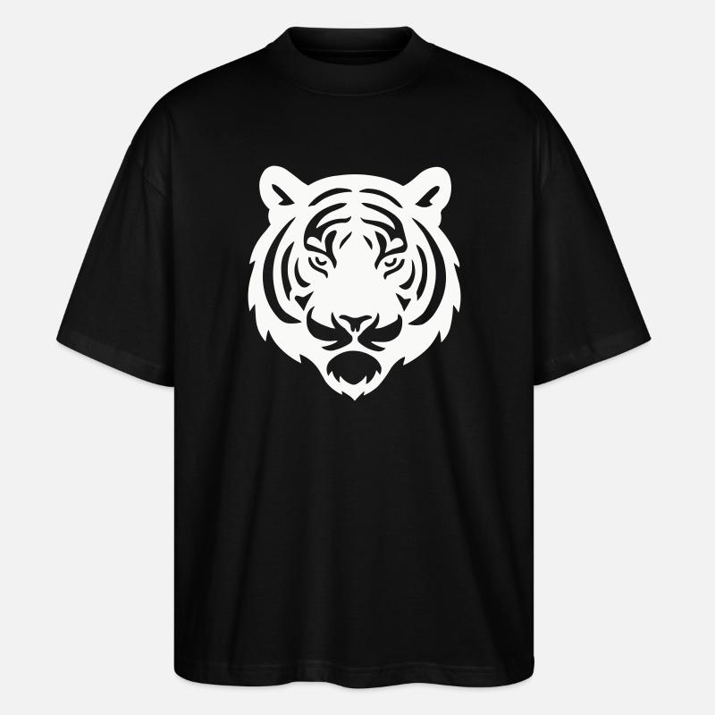 Tiger Kopf Silhouette - Stanley/Stella Oversized Unisex Bio T-Shirt Blaster 2.0 - Schwarz