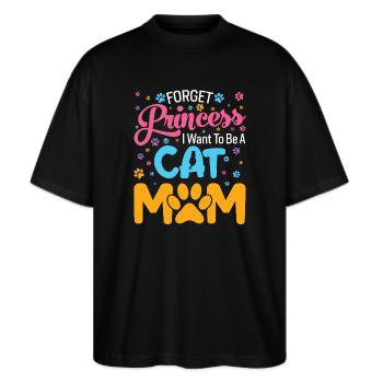 Ich will Katzenmama sein - Stanley/Stella Oversized Unisex Bio T-Shirt Blaster 2.0 - Schwarz - Vorne - Alina (178cm) & Michal (187cm)