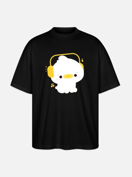 Canard avec écouteurs - T-shirt bio Blaster 2.0 coupe oversize Stanley/Stella Unisexe - noir