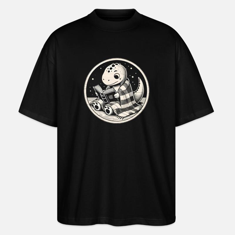 Dinosaure de lecture confortable - T-shirt bio Blaster 2.0 coupe oversize Stanley/Stella Unisexe - noir