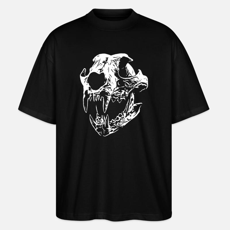 Smilodon skull with sharp teeth - Stanley/Stella Oversized Unisex Organic T-shirt Blaster 2.0 - black