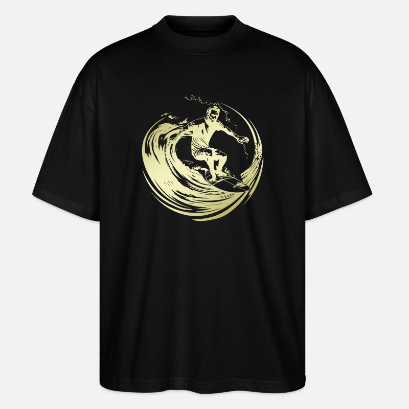 Silhouette de surfeur Surf - T-shirt bio Blaster 2.0 coupe oversize Stanley/Stella Unisexe - noir