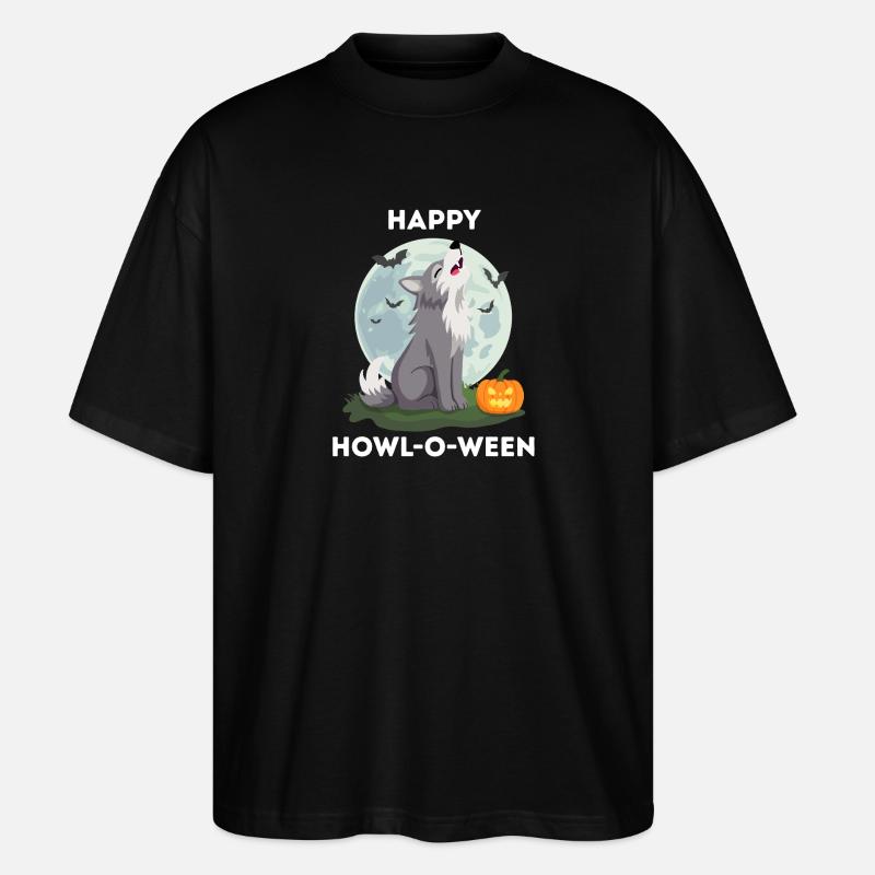 Funny Halloween – Howl-o-ween Wolf - Stanley/Stella Oversized Unisex Organic T-shirt Blaster 2.0 - black
