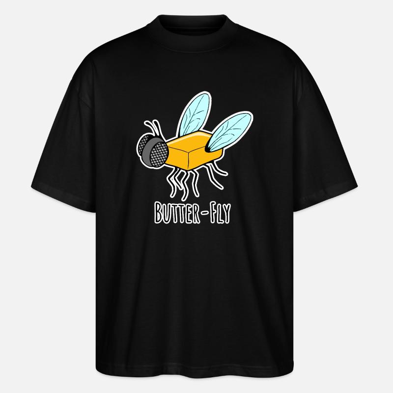 Butter-Fly - Butter Fliege Flachwitz - Stanley/Stella Oversized Unisex Bio T-Shirt Blaster 2.0 - Schwarz
