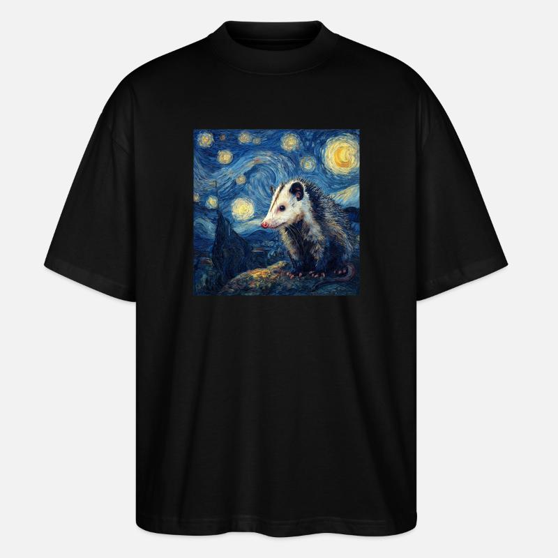 Opossum Van Gogh Sternennacht - Stanley/Stella Oversized Unisex Bio T-Shirt Blaster 2.0 - Schwarz
