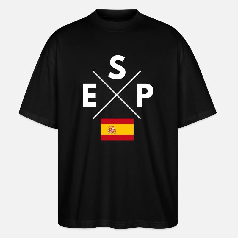 Croix du drapeau de l’Espagne - T-shirt bio Blaster 2.0 coupe oversize Stanley/Stella Unisexe - noir