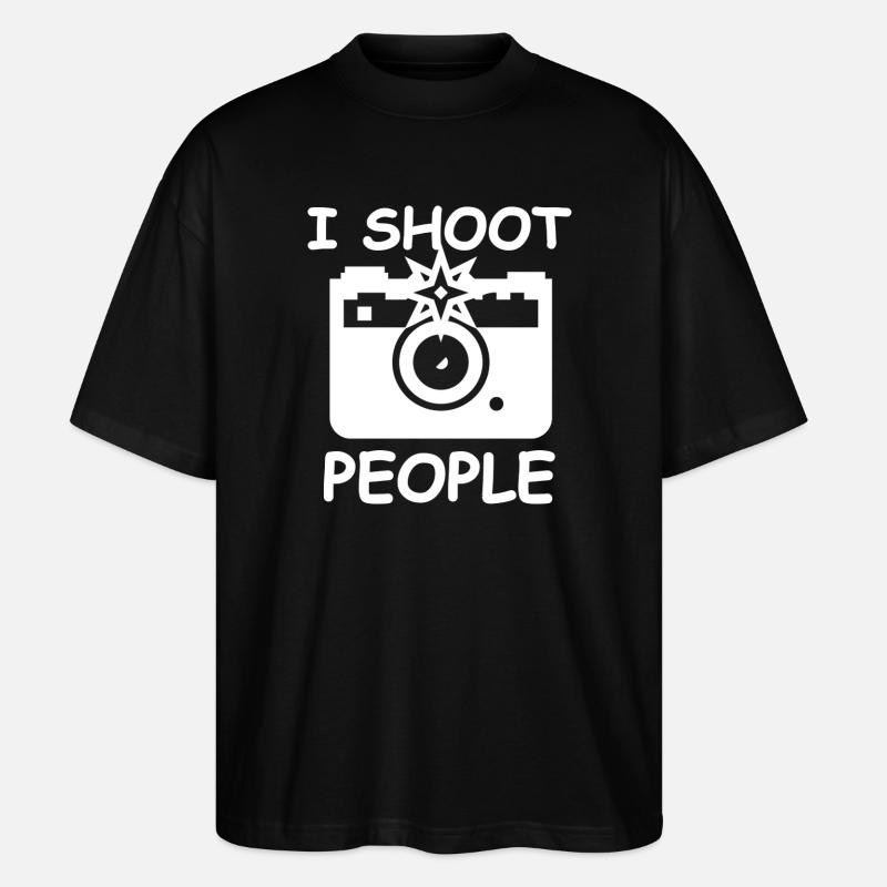 I Shoot People Tee Caméra - T-shirt bio Blaster 2.0 coupe oversize Stanley/Stella Unisexe - noir