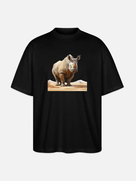 Desert Rhino Illustration - Stanley/Stella Oversized Unisex Organic T-shirt Blaster 2.0 - black
