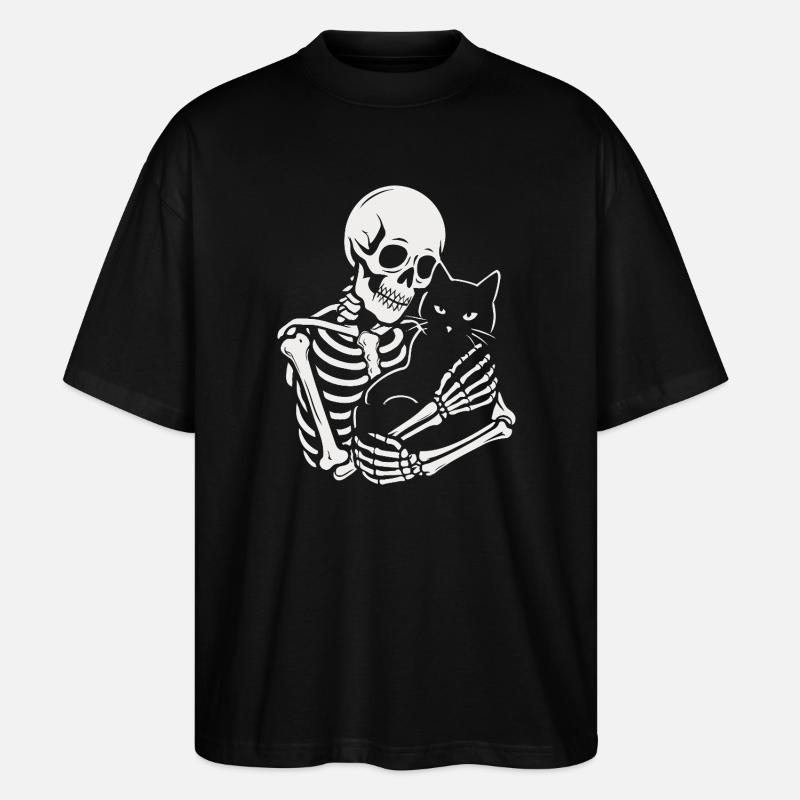Skelett streichelt schwarze Katze - Stanley/Stella Oversized Unisex Bio T-Shirt Blaster 2.0 - Schwarz