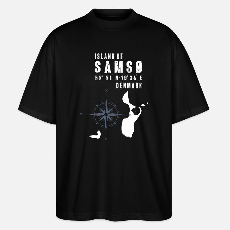 Samsø Samsoe Island Outline Boussole - T-shirt bio Blaster 2.0 coupe oversize Stanley/Stella Unisexe - noir