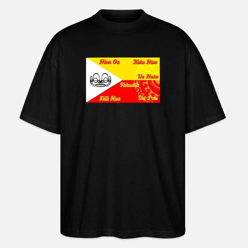 Marquesan Flagge - Personalisiert - Stanley/Stella Oversized Unisex Bio T-Shirt Blaster 2.0 - Schwarz