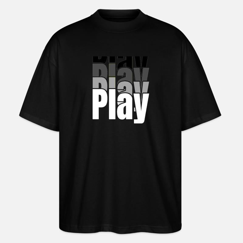 Overlapping Play Typography - Stanley/Stella Oversized Unisex Organic T-shirt Blaster 2.0 - black