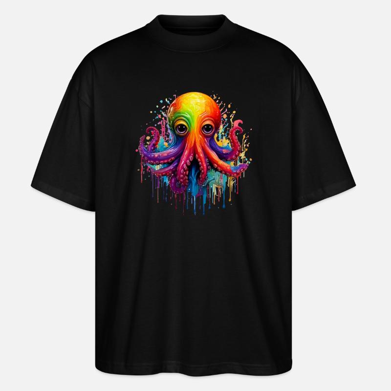 Farbenfroher Oktopus Splash - Stanley/Stella Oversized Unisex Bio T-Shirt Blaster 2.0 - Schwarz