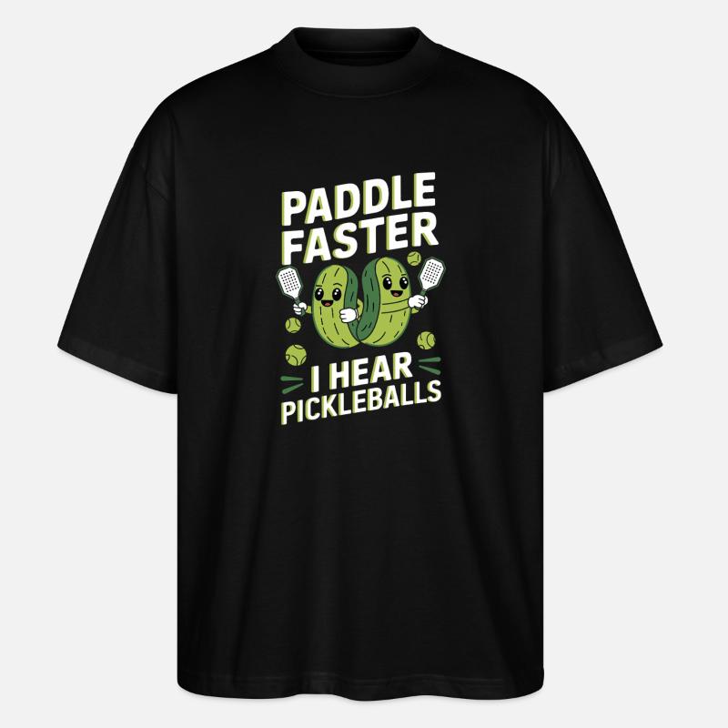 Pickleball Gurke Essiggurke Geschenk - Stanley/Stella Oversized Unisex Bio T-Shirt Blaster 2.0 - Schwarz