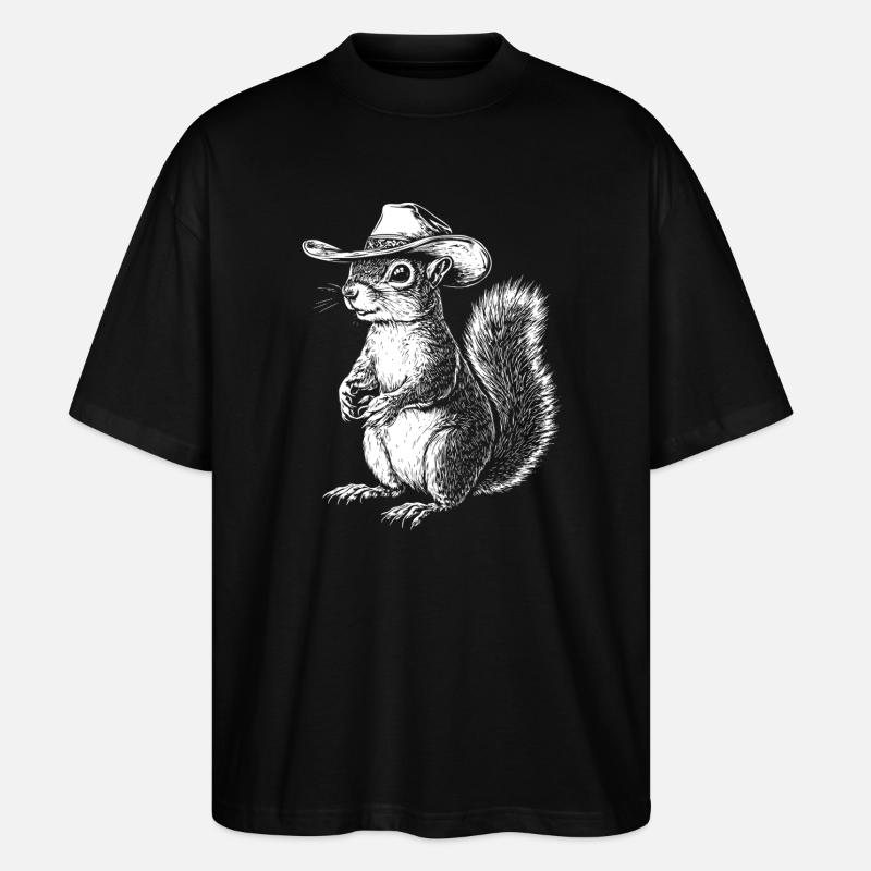 Eichhörnchen Cowboy Hut Western - Stanley/Stella Oversized Unisex Bio T-Shirt Blaster 2.0 - Schwarz