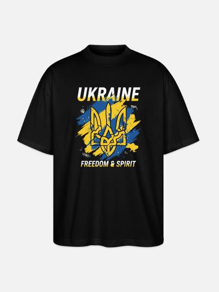 Ukraine Freedom Crest Art - Stanley/Stella Oversized Unisex Organic T-shirt Blaster 2.0 - black