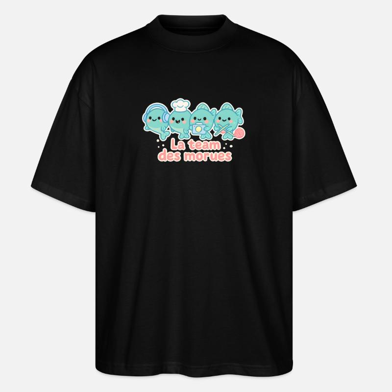 The team of cod nautical mascots - Stanley/Stella Oversized Unisex Organic T-shirt Blaster 2.0 - black