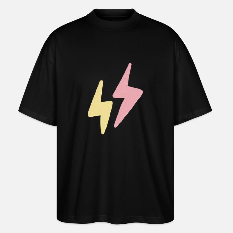 Pastell Zwillingsblitze Sketch - Stanley/Stella Oversized Unisex Bio T-Shirt Blaster 2.0 - Schwarz